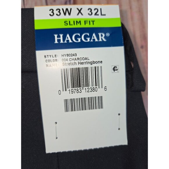Haggar Mens The Active Series Slim Fit Suit Pant 33W X 32L Stretch Herringbone - Picture 5 of 10
